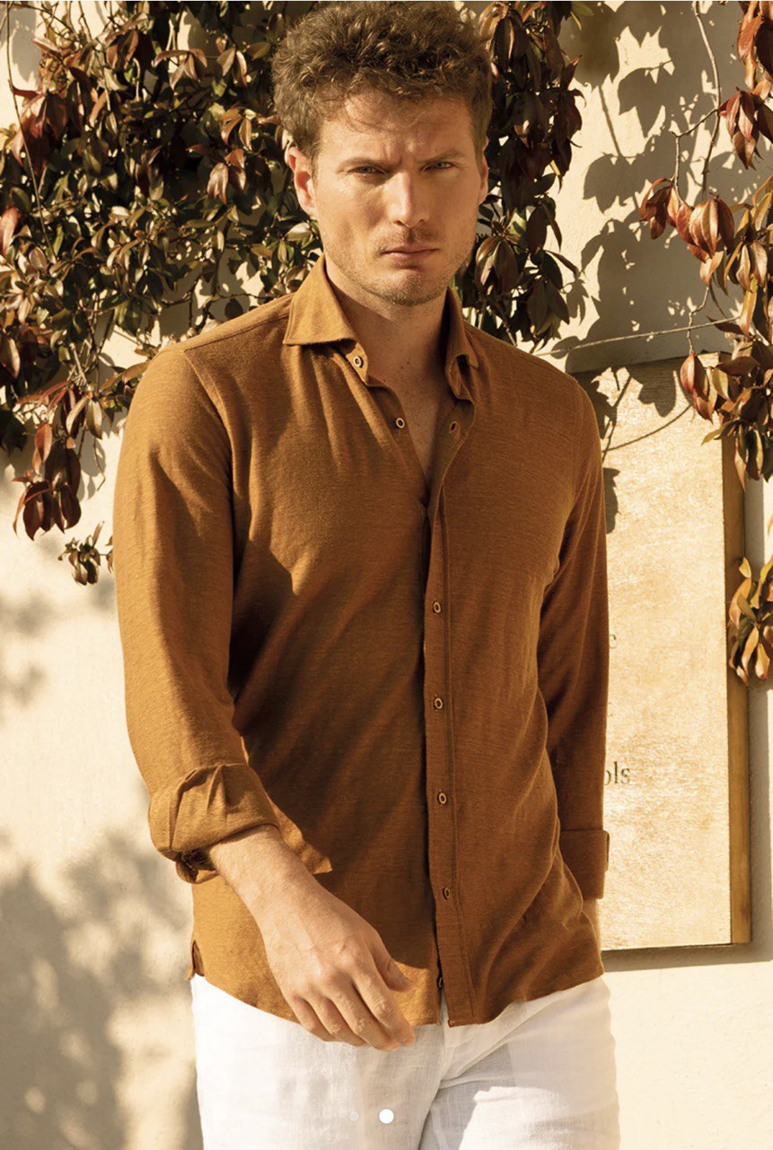 Рубашка трикотажная коричневая